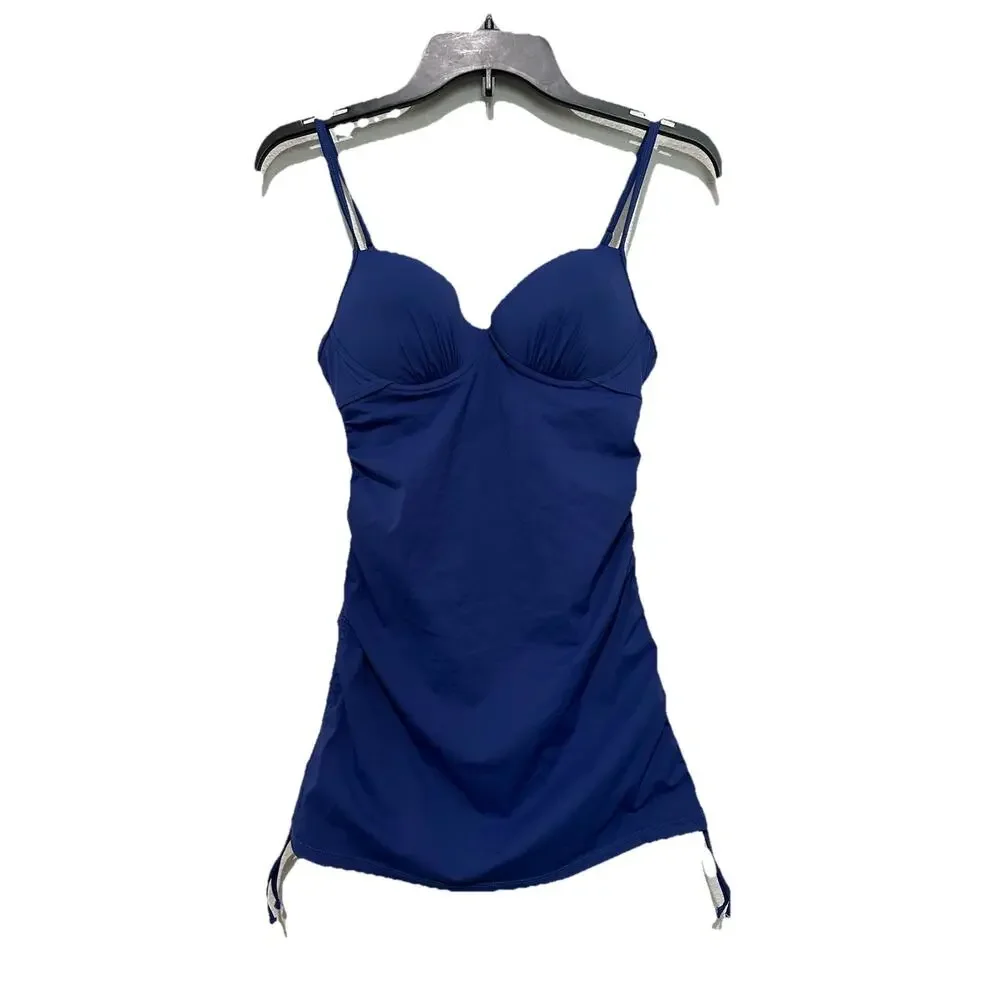 Spanx Love Your Assets Size S Swim Suit PUSH-UP Ruched Sides One Piece BLUE